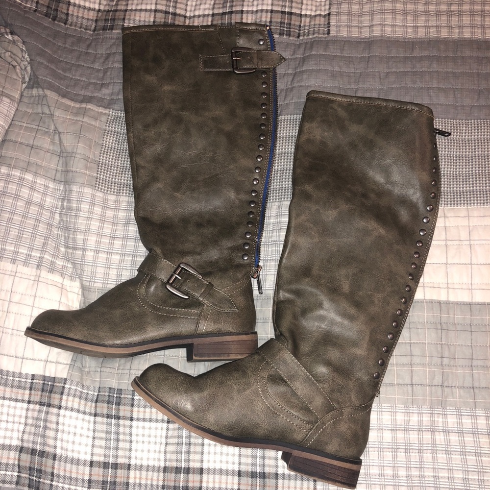 Grey Riding Boots